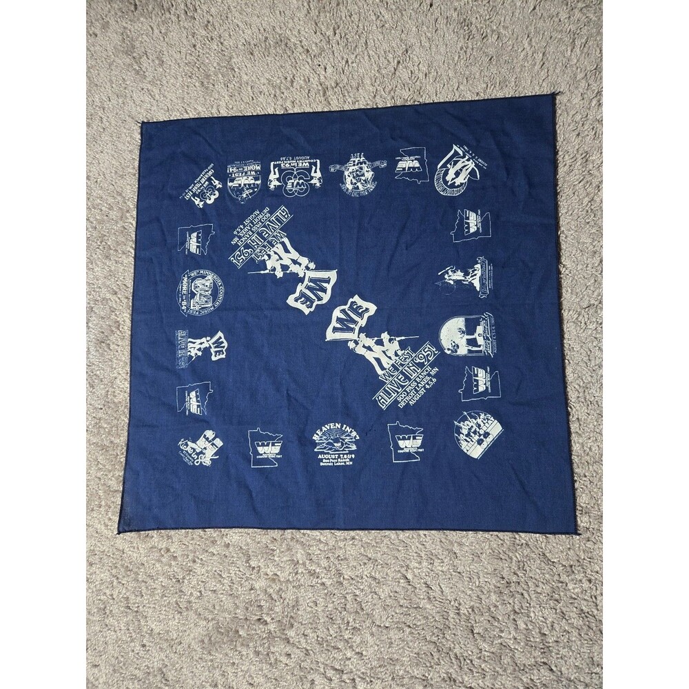 WE Fest Soo Pass Ranch Detriot Lakes MN Music Fest Bandana Blue 1983-1995 Logos